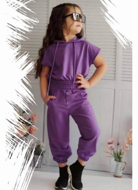 Purple Colour KEEVA CHILDREN Western Wear Latest Designer imported Cap Top And Pant Baby Girls Collection KEEVA 02
